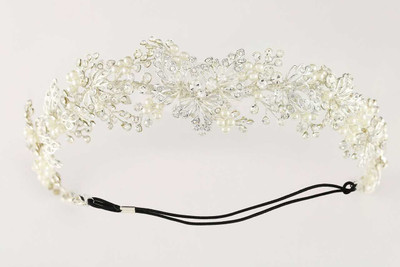 Lavish Ivory Pearl and Crystal Elastic Back Wedding Headband Lavish Ivory Pearl and Crystal Elastic Back Wedding Headband