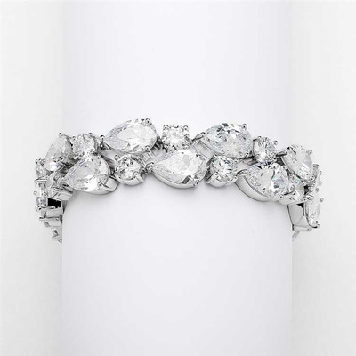 Silver Plated Bold CZ Crystal Wedding Bracelet Silver Plated Bold CZ Crystal Wedding Bracelet