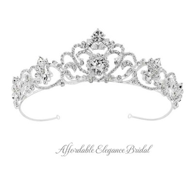 Silver Romantic Scroll Davina Crystal Wedding Tiara