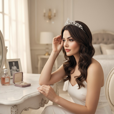 Silver Romantic Scroll Davina Crystal Wedding Tiara