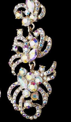 Gold AB Rhinestone Drop Wedding and Formal Earrings Gold AB Rhinestone Drop Wedding and Formal Earrings