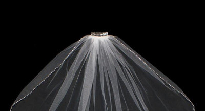 144" Long Extra Wide Beaded Scalloped Regal Cathedral Wedding Veil