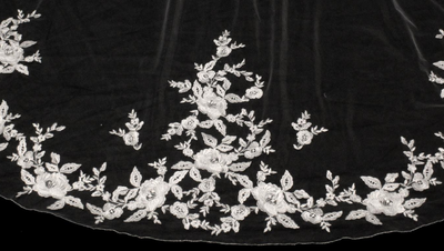 Cathedral Wedding Veil with 3D Floral Rose Lace