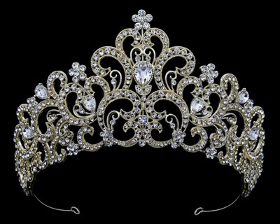 3" Gold Plated Rhinestone Wedding and Quinceanera Tiara Crown
