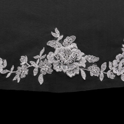 Beaded Floral Lace Fingertip Length Wedding Veil enVogue V1897SF