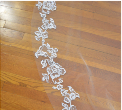 165" Lace Regal Cathedral Wedding Veil Elena Designs E1212