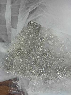 Heavily Embellished Regal Cathedral Wedding Veil Elena Designs E1211