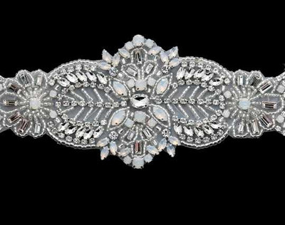 Rhinestone and Opal Beaded Wedding Belt Envogue BT1885 Rhinestone and Opal Beaded Wedding Belt Envogue BT1885