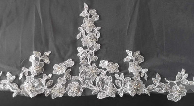 Beaded French Lace Edge Cathedral Wedding Veil