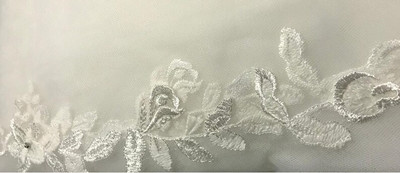 Royal Cathedral Wedding Veil with Beaded Two Tone Alencon Lace