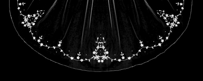 Pearl Beaded Floral Design Fingertip Length Wedding Veil