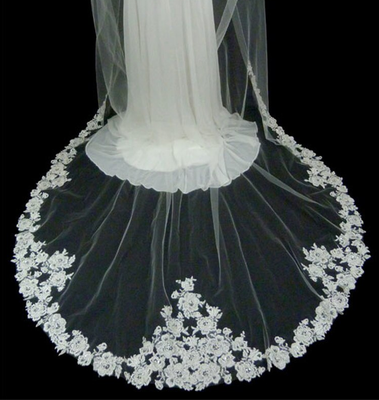 Beaded Floral Rose Alencon Lace Cathedral Wedding Veil V3210CU Beaded Floral Rose Alencon Lace Cathedral Wedding Veil V3210CU