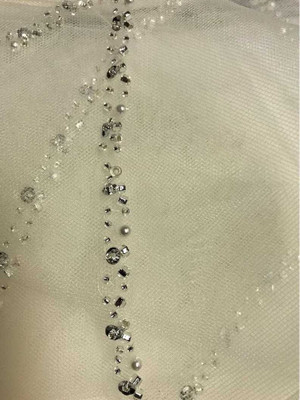 Beaded Pearl Edge Fingertip Length Wedding Veil