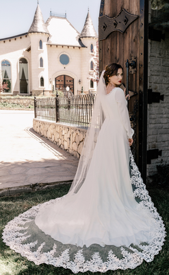 Royal Cathedral Wedding Veil with Partial Lace enVogue V2099RC
