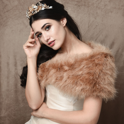 Caramel Vintage Inspired Marabou Feather Bridal Stole Wrap
