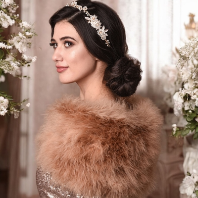 Caramel Vintage Inspired Marabou Feather Bridal Stole Wrap