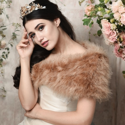 Caramel Vintage Inspired Marabou Feather Bridal Stole Wrap