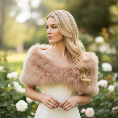 Caramel Vintage Inspired Marabou Feather Bridal Stole Wrap