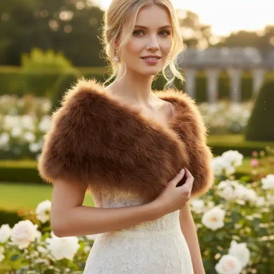 Chocolate Brown Vintage Inspired Marabou Feather Bridal Stole Wrap