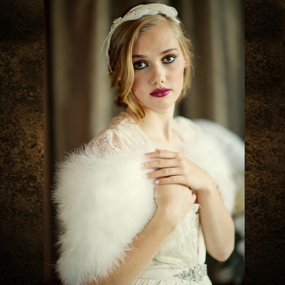 Ivory Vintage Inspired Marabou Feather Bridal Stole Wrap