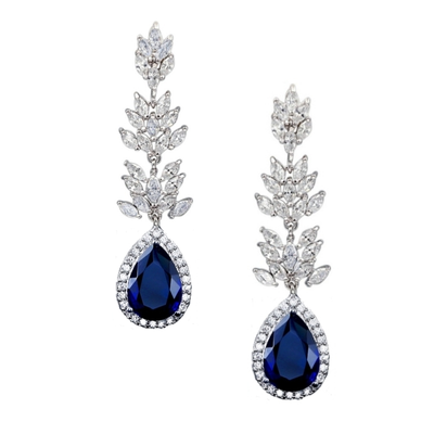 Glamorous Sapphire Blue CZ Wedding and Formal Earrings Glamorous Sapphire Blue CZ Wedding and Formal Earrings