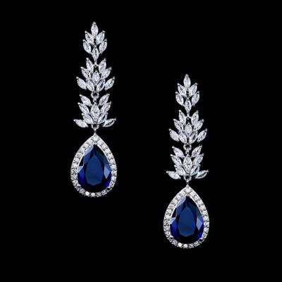 Glamorous Sapphire Blue CZ Wedding and Formal Earrings Glamorous Sapphire Blue CZ Wedding and Formal Earrings