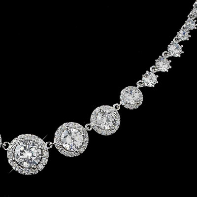Round Pave CZ Wedding Jewelry with Bracelet in Silver Plating Round Pave CZ Wedding Jewelry with Bracelet in Silver Plating