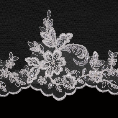 Beaded Lace Waltz Length Wedding Veil enVogue V2094WZ