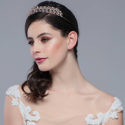 Elegant Rose Gold Plated Crystal Wedding Tiara Elegant Rose Gold Plated Crystal Wedding Tiara