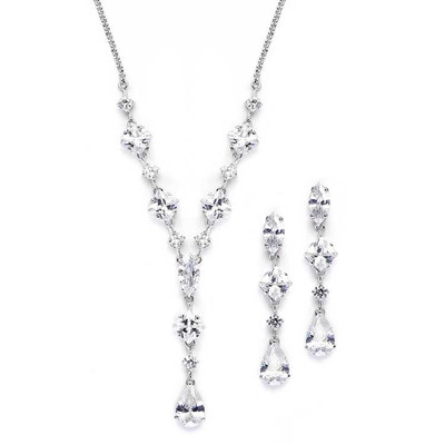 Glamorous Silver Plated CZ Wedding Jewelry Set