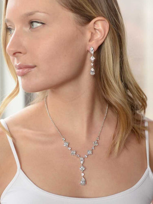 Glamorous Silver Plated CZ Wedding Jewelry Set