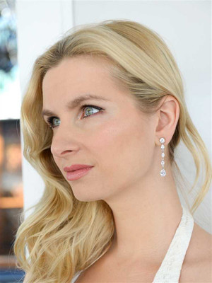 Linear CZ Silver Plated Wedding and Prom Earrings Linear CZ Silver Plated Wedding and Prom Earrings