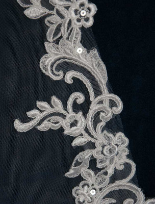 Beaded Lace Fingertip Length Wedding Veil CF248