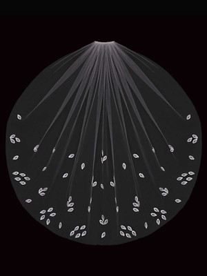 Fingertip Wedding Veil with Leaf Embroidery enVogue V2193SF