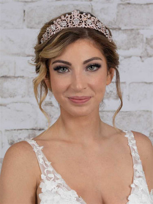 Rose Gold Crystal Vintage Look Wedding Tiara Rose Gold Crystal Vintage Look Wedding Tiara