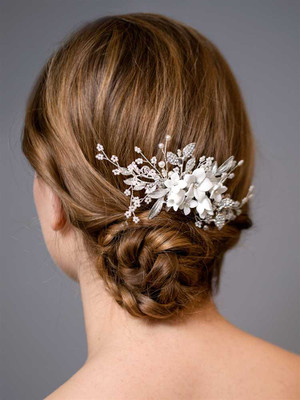 Floral Pearl and Crystal Wedding Comb in Silver Floral Pearl and Crystal Wedding Comb in Silver