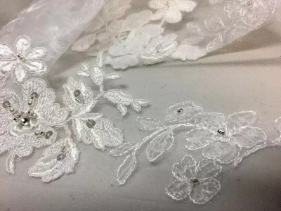 Wide Regal Cathedral Wedding Veil with Beaded Lace Wide Regal Cathedral Wedding Veil with Beaded Lace