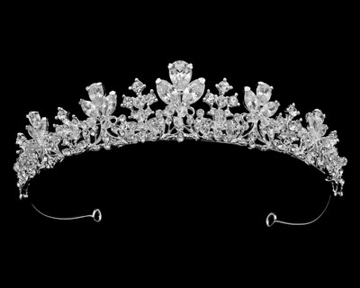 Rhinestone and Crystal Floral Bridal Tiara in Silver Rhinestone and Crystal Floral Bridal Tiara in Silver