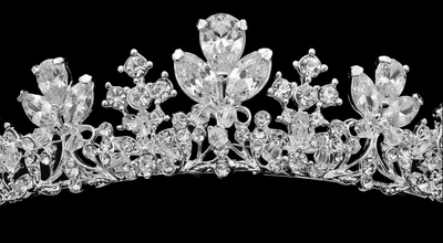Rhinestone and Crystal Floral Bridal Tiara in Silver Rhinestone and Crystal Floral Bridal Tiara in Silver
