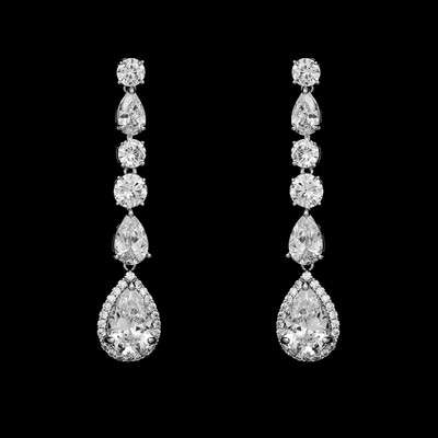 CZ Drop Wedding and Formal Earrings in Silver or Gold CZ Drop Wedding and Formal Earrings in Silver or Gold