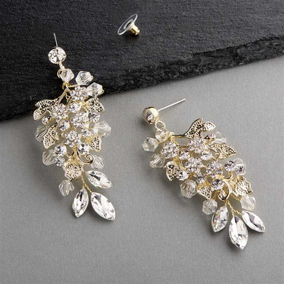 Gold Crystal And Rhinestone Wedding Statement Earrings Gold Crystal And Rhinestone Wedding Statement Earrings