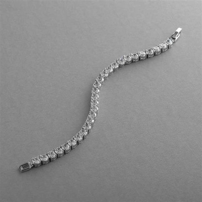 Petite Silver Plated CZ Wedding and Prom Tennis Bracelet