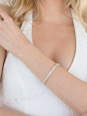 Marquise CZ Wedding or Prom Tennis Bracelet in 14K Gold