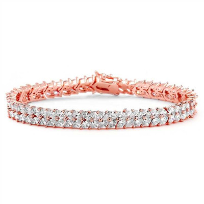 Marquise CZ Wedding or Prom Tennis Bracelet in 14K Rose Gold