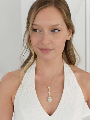 Gold Plated Pear CZ Drop Wedding Jewelry Set