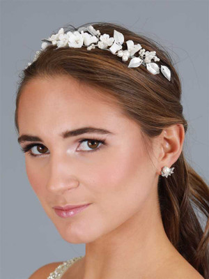 Floral Wedding Tiara Vine with Ivory Flowers and Pearls Floral Wedding Tiara Vine with Ivory Flowers and Pearls