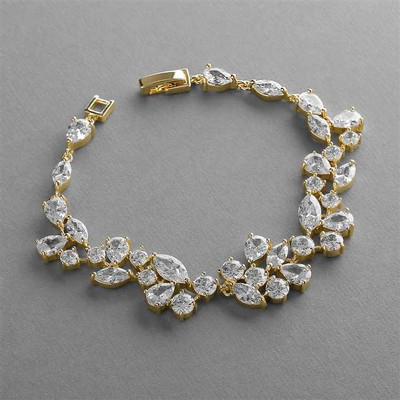 Mosaic CZ Wedding Bracelet in 14K Gold Plate