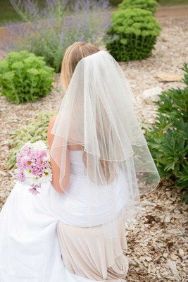 Two Layer Angel Dust Tulle Fingertip Length Wedding Veil V6740