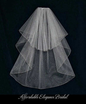 Two Layer Angel Dust Tulle Fingertip Wedding Veil V6740