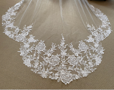 Gorgeous Royal Cathedral Wedding Veil with Beaded Lace Appliques Gorgeous Royal Cathedral Wedding Veil with Beaded Lace Appliques